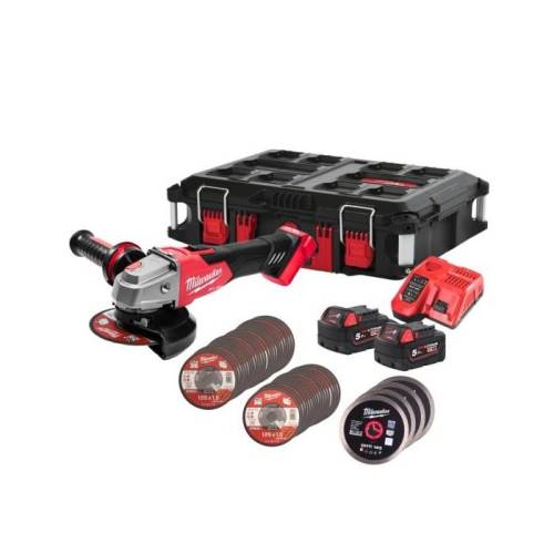 Smerigliatrice Angolare a Batteria Milwaukee M18FSAG-502 e Accessori