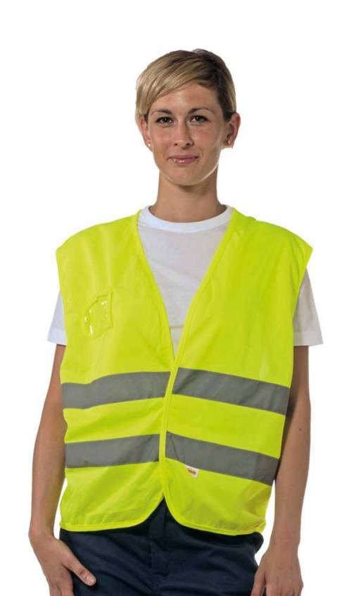 Gilet Poliestere Giallo Con Porta Badge Tg Unica