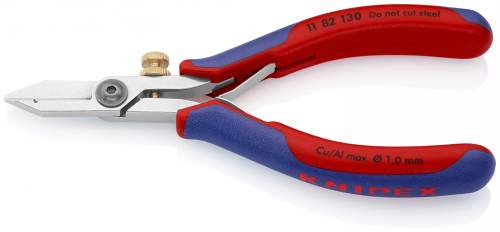 KNIPEX 11 82 130 Cesoia spelacavi per elettronica 140 mm rivestiti in materiale 