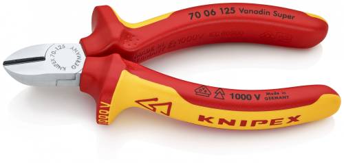 KNIPEX 70 06 125 Tronchese laterale per meccanica 125 mm cromata isolati con man