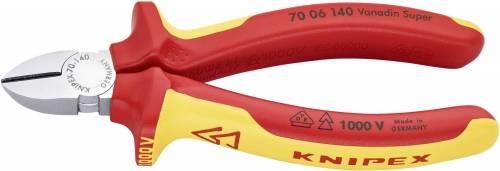 KNIPEX 70 06 140 Tronchese laterale per meccanica 140 mm cromata isolati con man