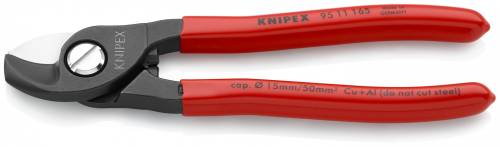 KNIPEX 95 11 165 Cesoia per cavi 165 mm brunita rivestiti in resina sintetica 