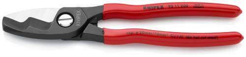 KNIPEX 95 11 200 Cesoia per cavi con doppio tagliente 200 mm brunita rivestiti i