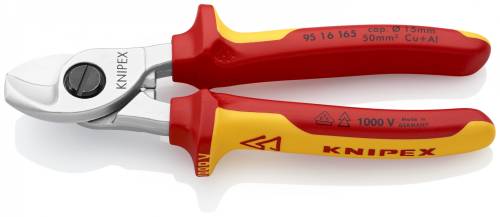 KNIPEX 95 16 165 Cesoia per cavi 165 mm cromata isolati con manici rivestiti in 