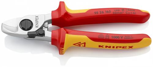 KNIPEX 95 26 165 Cesoia per cavi con molla di ritorno 165 mm cromata isolati con