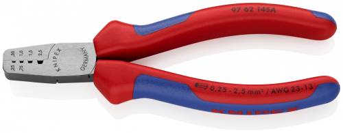 KNIPEX 97 62 145 A Pinza per serrare terminali a bussola 145 mm rivestiti in mat