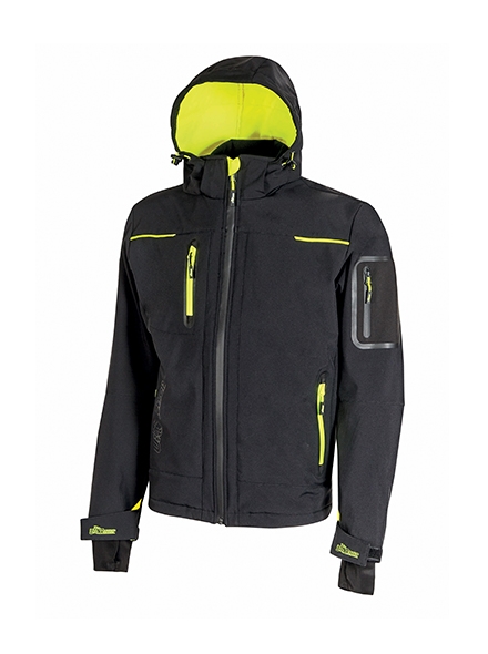 Giacca in Softshell Waterproof Black Carbon U-Power