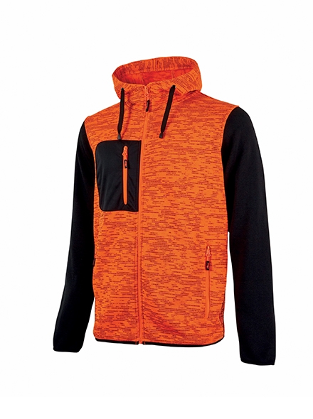 Felpa Full Zip con Interno Pile Orange Fluo U-Power