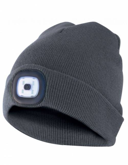 Cappellino in stoffa con Luce Frontale Led Ricar.USB Grigio