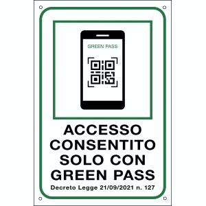 Cartello Accesso Con Green Pass