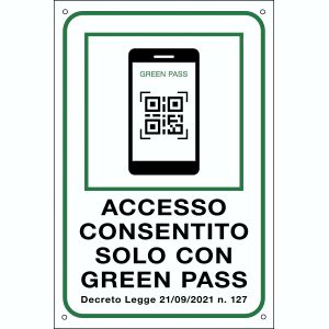 Cartello Accesso Con Green Pass