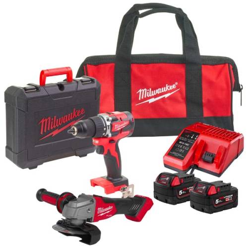 Kit Smerigliatrice M18CAG115X Trapano M18CBLPD 5Ah Milwaukee